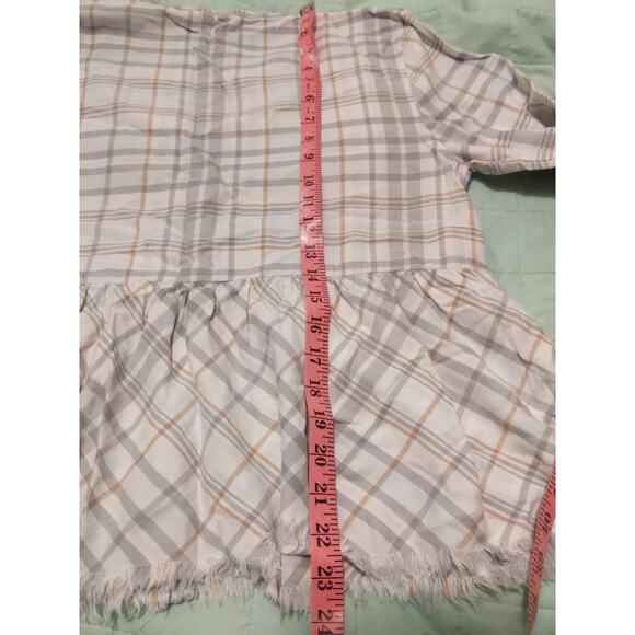 CARVE DESIGNS Plaid Peplum Top Fringe Hem Size Small Western Boho Cowgirl - Picture 9 of 9